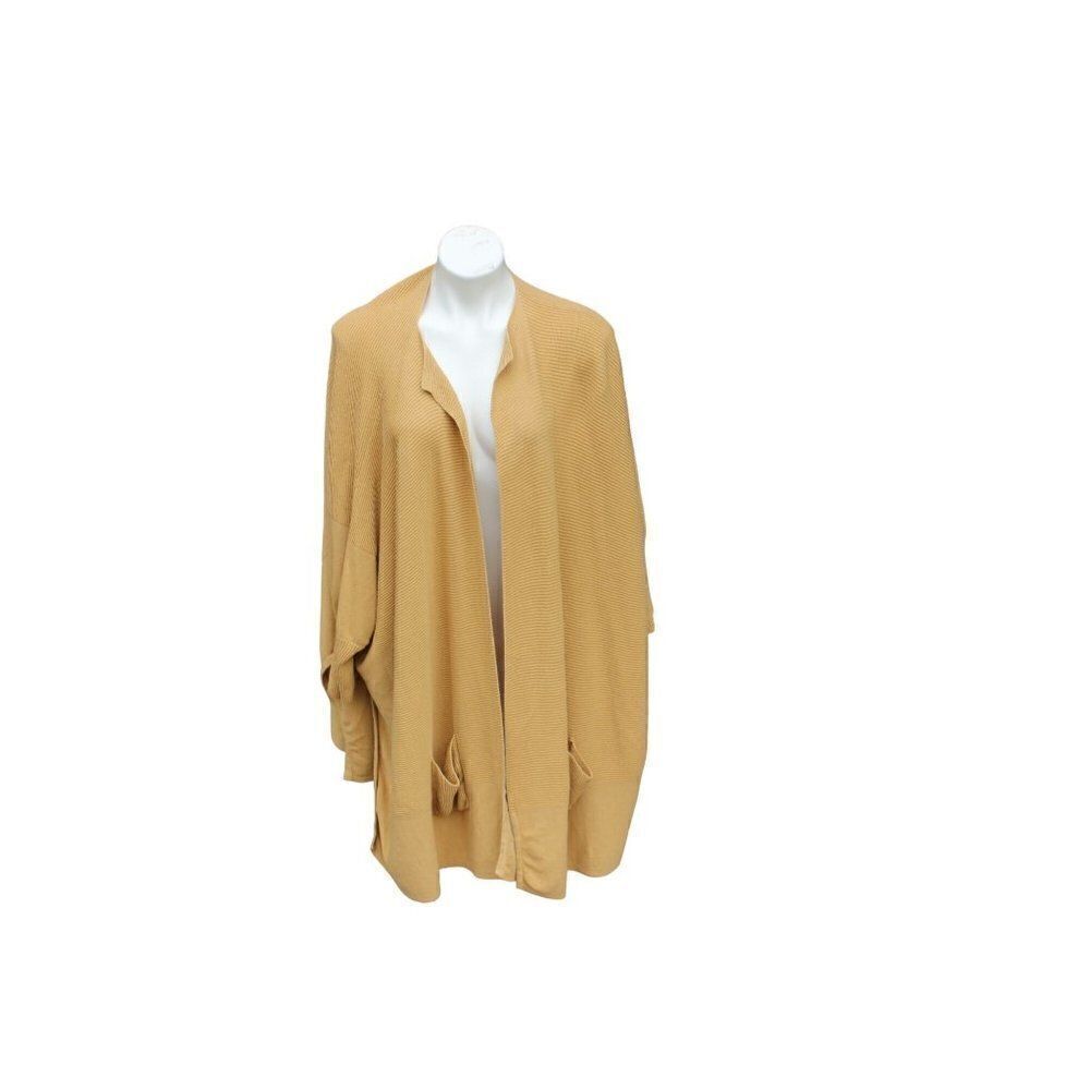 MARLA Wynne 2X 3X Linen Cotton Blend Open Front Cardigan Pockets